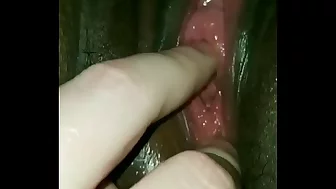 Wet pink pussy examination
